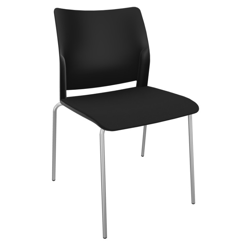 Chaise ADELA 4 pieds - Dossier polypro assise tapissée