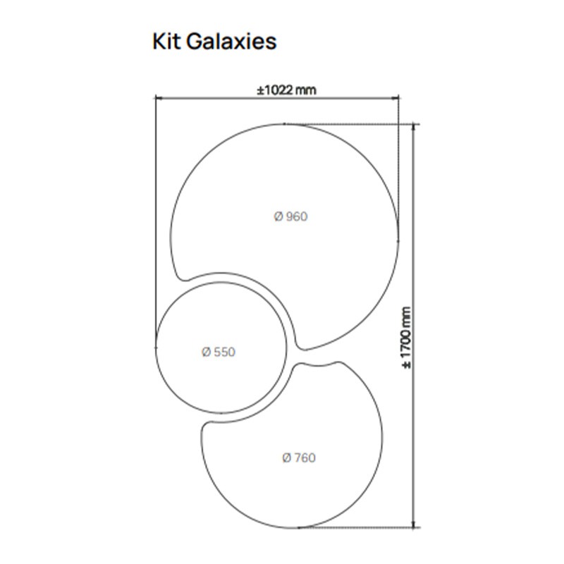 Kit galaxies 3 panneaux indépendants suspendus ou mural QUIETO