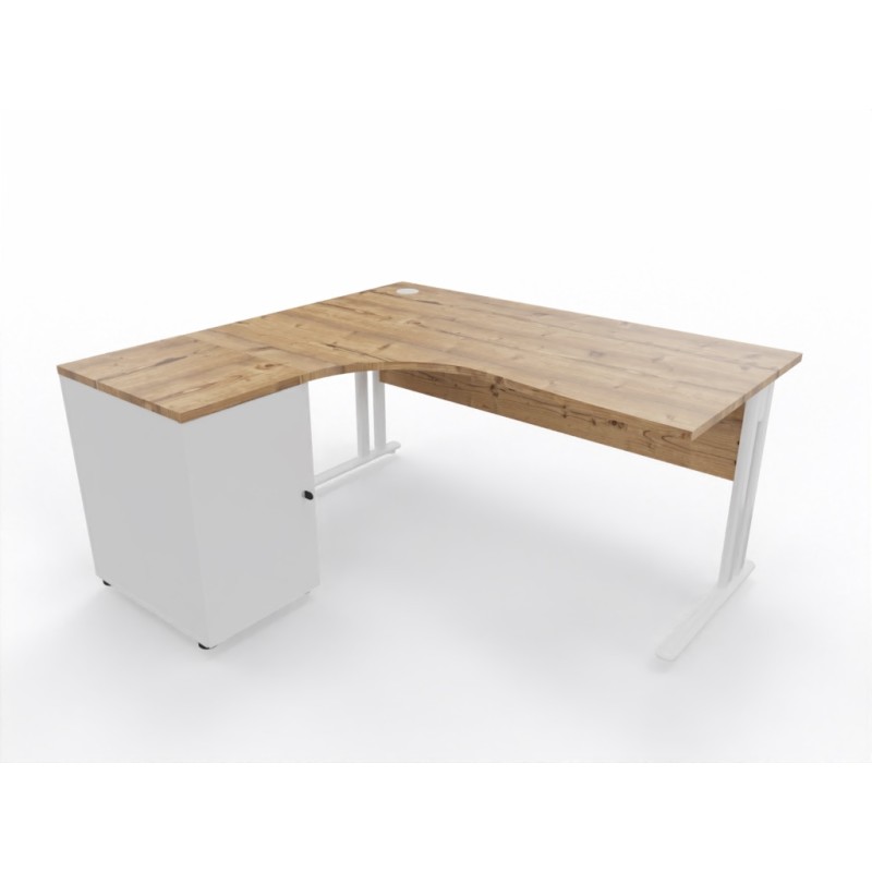 Bureau compact d'angle avec rangement ESSENTIEL