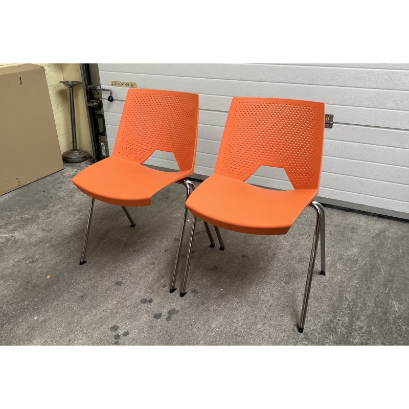 Lot de 2 Chaise 4 pieds inclinés chromé d'occasion