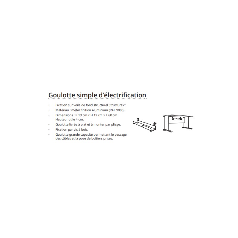 Goulotte d'électrification à fixer sur voile de fond