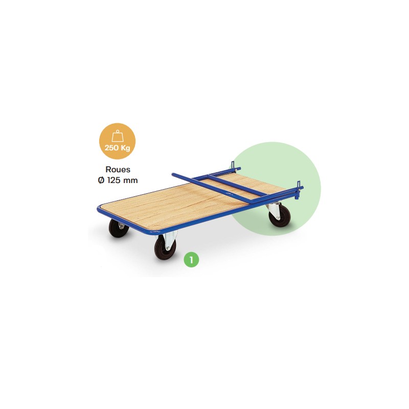 Chariot rabattable plateau bois 250 et 300 kg